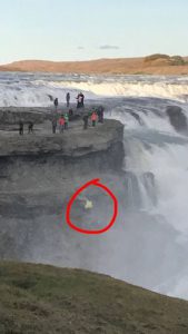 Tourist risks her life for a selfie at Gullfoss waterfall in Iceland 1 Tourist risks her life for a selfie at Gullfoss waterfall in Iceland